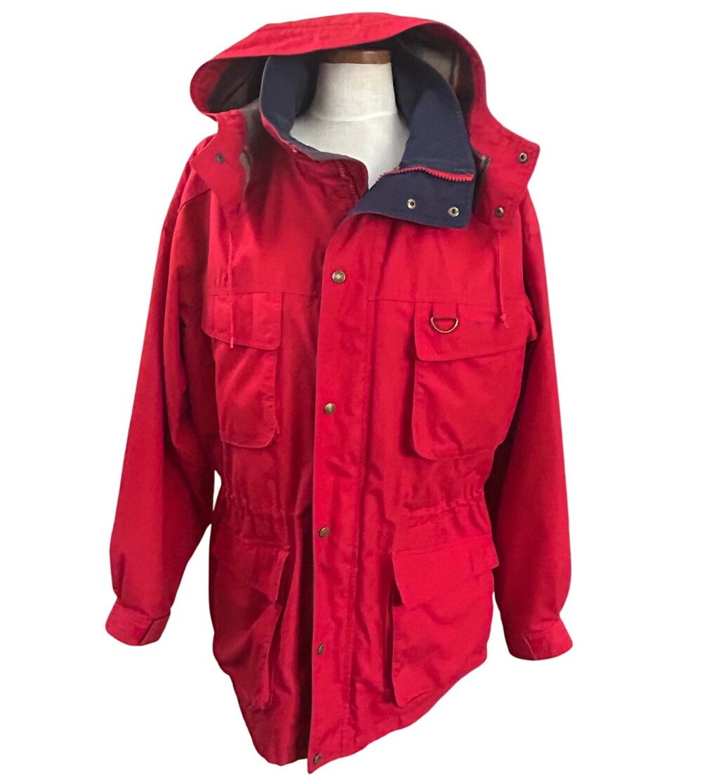 Vintage Eddie Bauer Red Mountain Parka XL Wool Blanket Lined Hood 80s Gorpcore